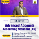CA Inter Advanced Accounts Accounting Standard (AS) - Recorded Batch For May 26 / Sep 26